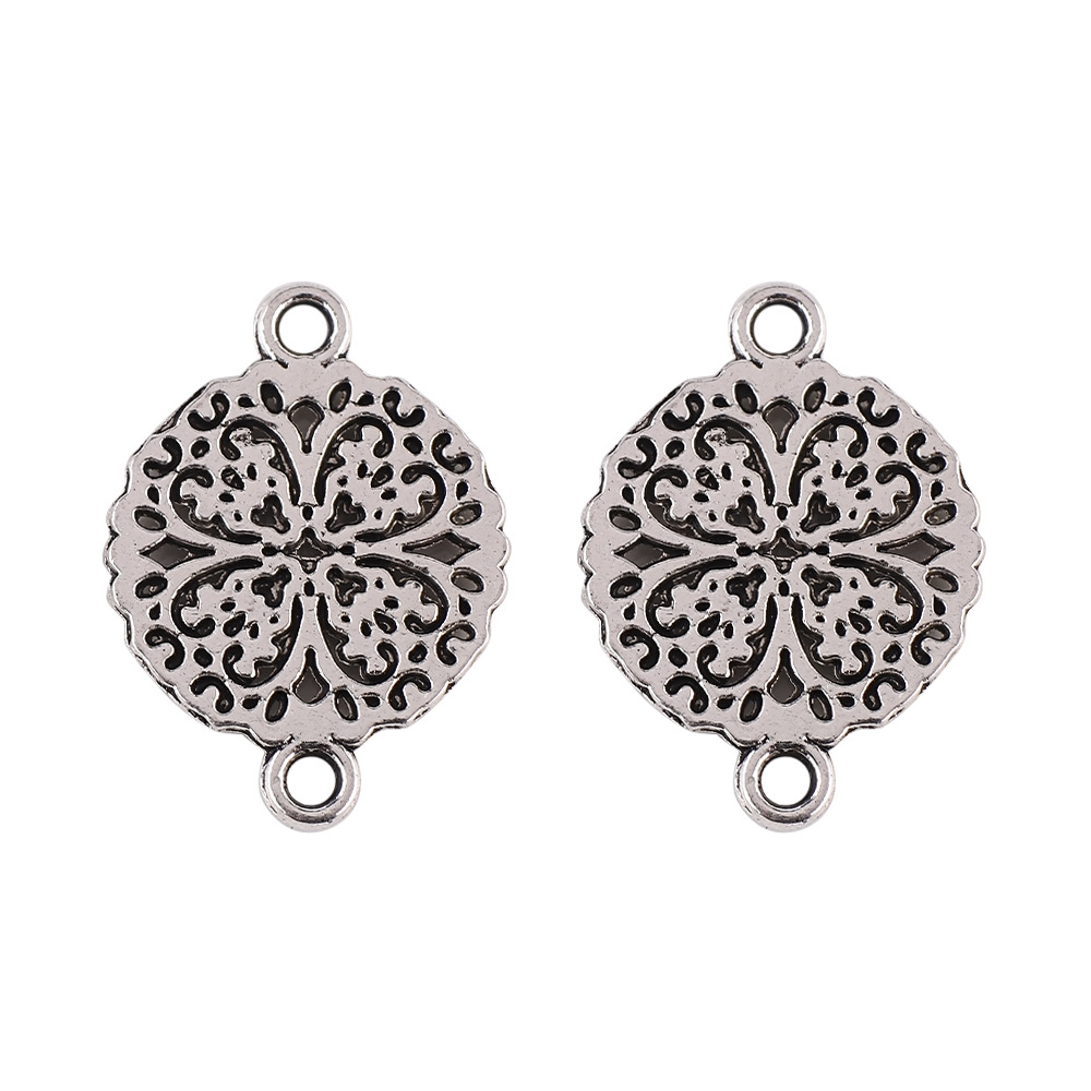 6:14x 14mm/ hollow-out four-leaf clover ancient silver