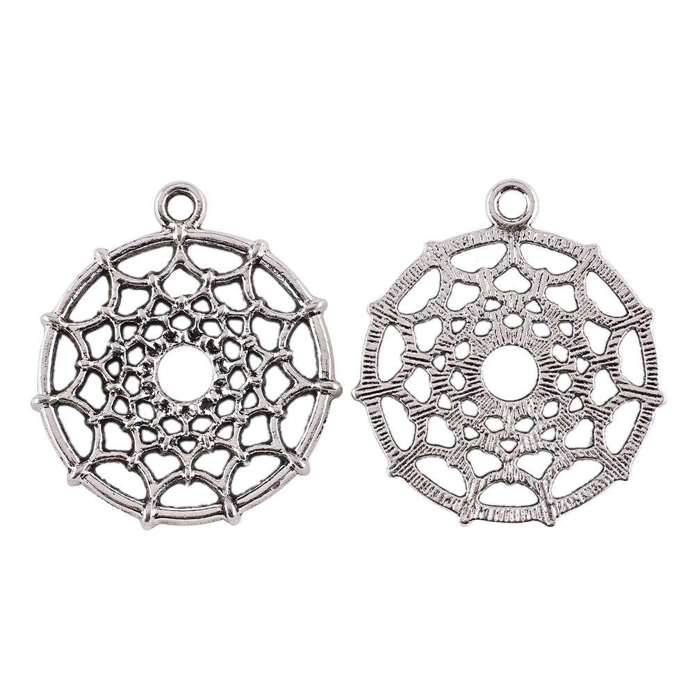 26:22x 22mm/ Round Dream Catcher Ancient Silver