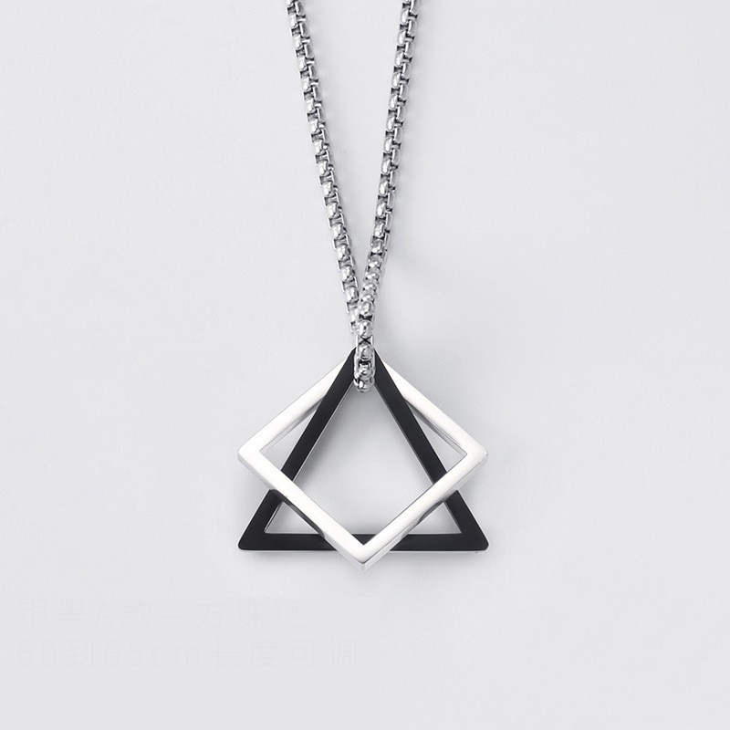 8:Silver Black A Square Bead Chain