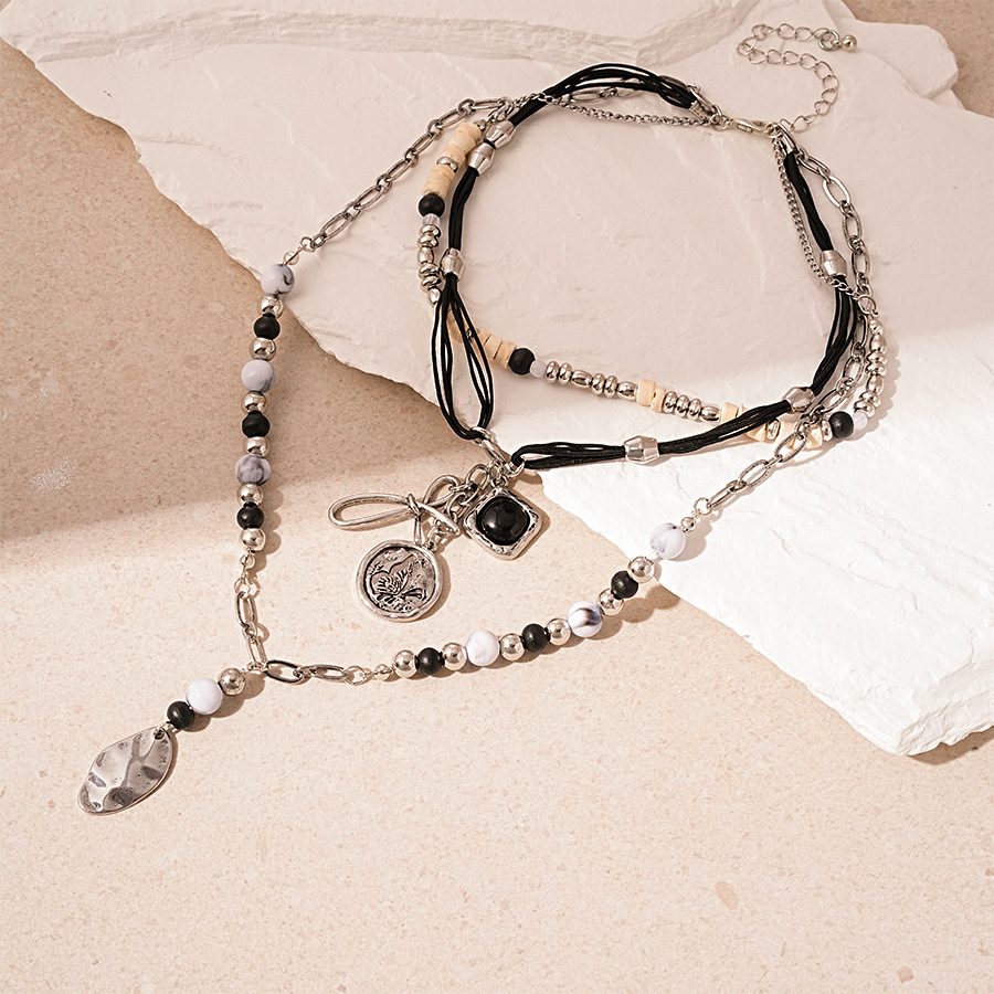 2:Black Multi-Layer Beaded Necklace