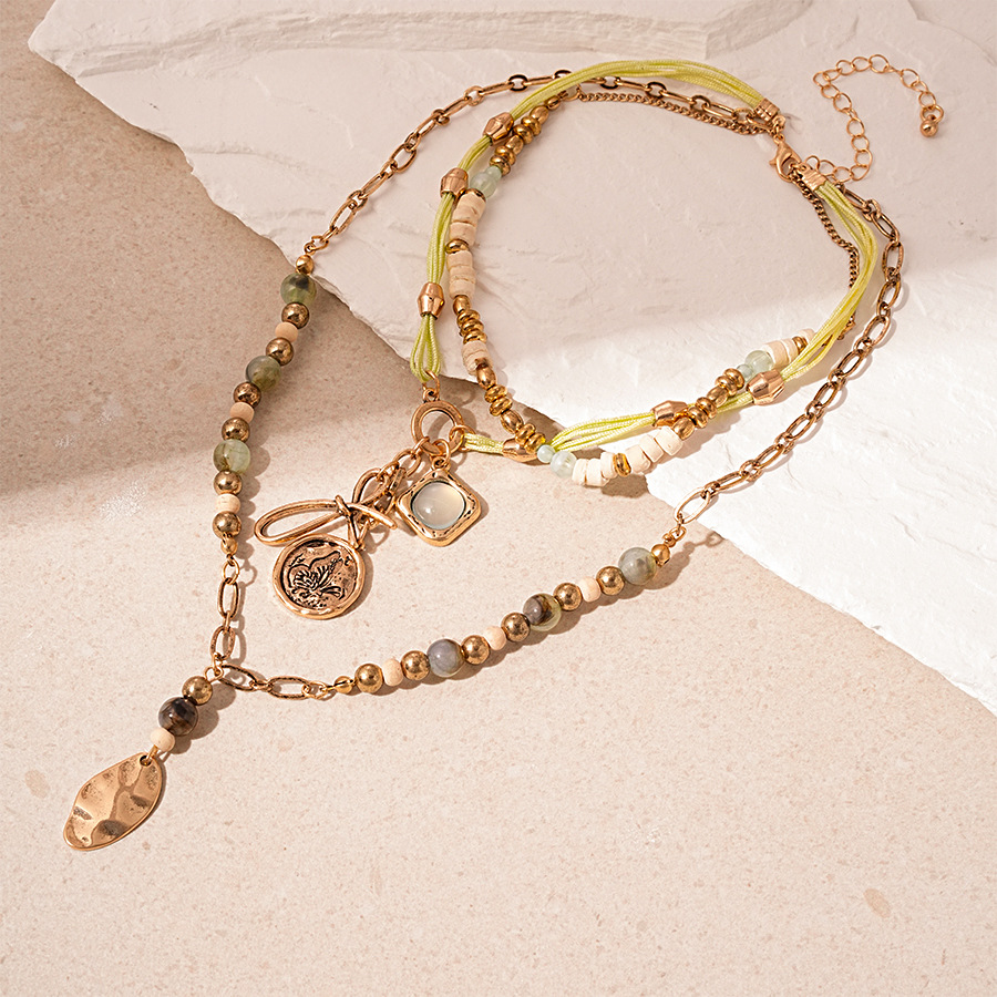 3:Green Multi-Layer Beaded Necklace