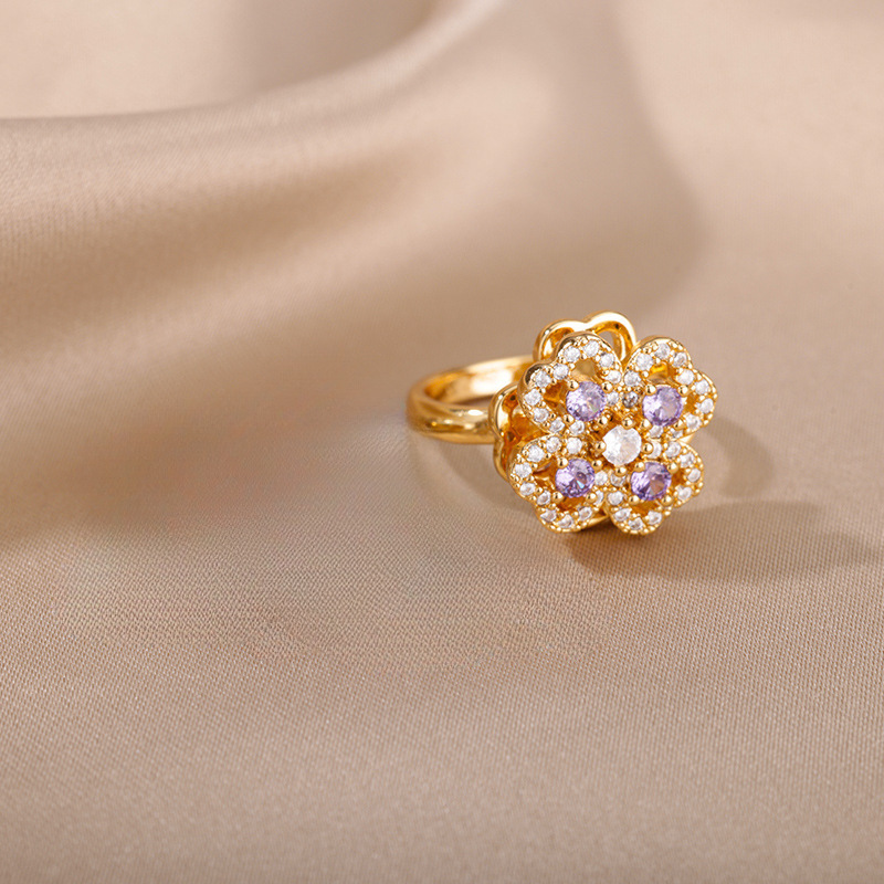 3:Four leaf clover purple diamond gold