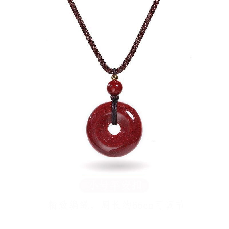 Cinnabar Ping An buckle [small size] (diameter 1.5