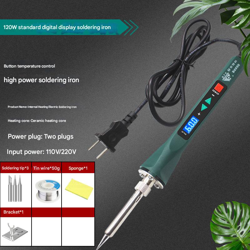 120W digital display temperature control soldering iron  3 heads  50g tin   sponge   simple rack