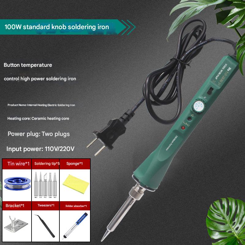 7100 soldering iron   semi-aluminum sucker   curved tweezers   5 heads   sponge   10 grams of tin wire   simple stand