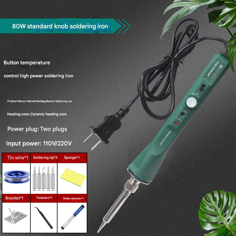 80W thermostat soldering iron  3 heads  50g tin   sponge   simple rack