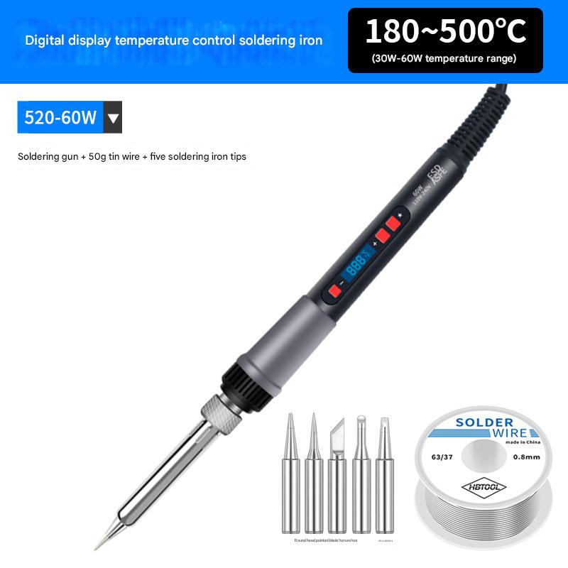 520 digital display soldering iron   50g tin wire   5 heads