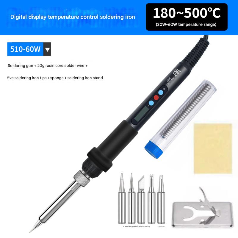 60w digital display temperature adjustment 510 soldering iron   5 heads   pen holder tin   sponge   simple stand