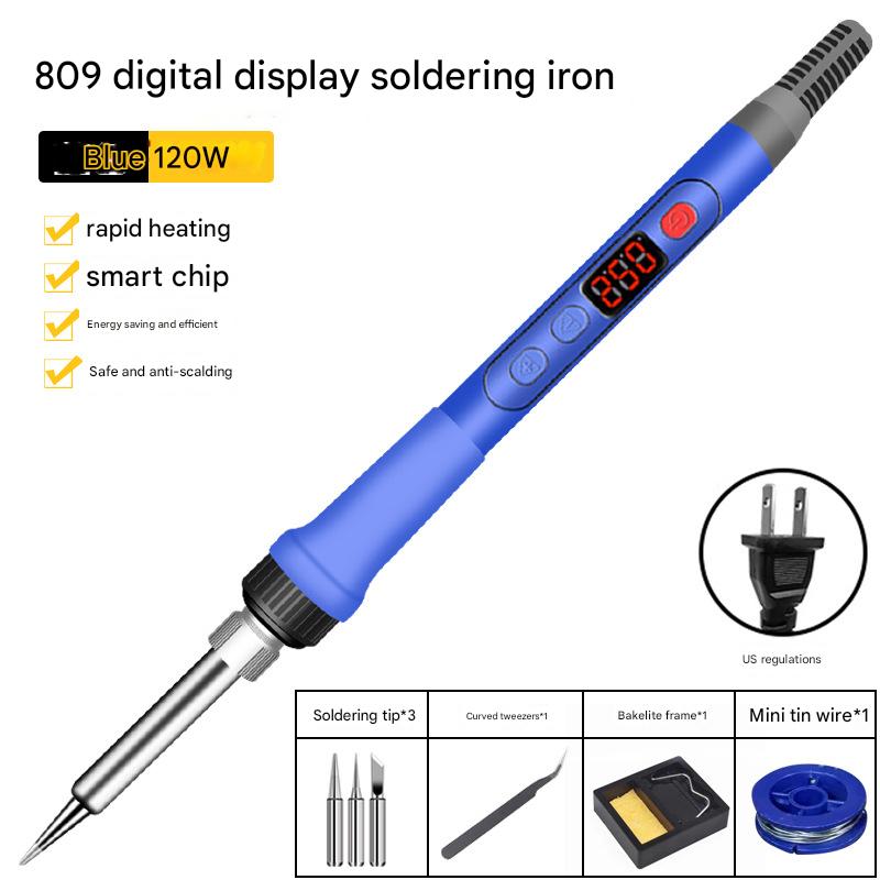 American Standard 120W/809 soldering iron   Tweezers   mini tin  3 heads   electric wooden frame