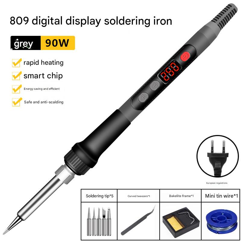 European standard 90W/809 soldering iron   Tweezers   mini tin   five Heads   electric wooden frame