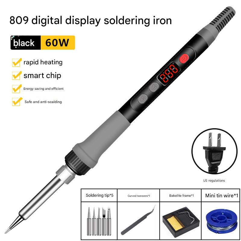 American Standard 60W/809 soldering iron   Tweezers   mini tin   five Heads   electric wooden frame