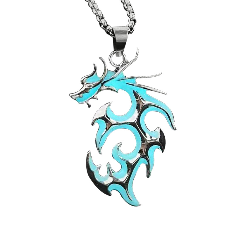 2:Blue green dragon with stainless steel square Pearl Chain