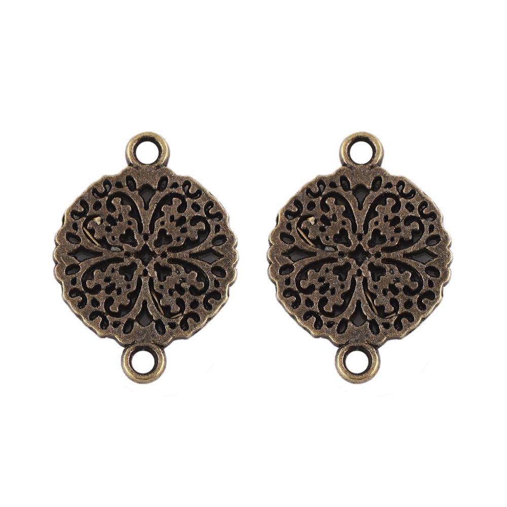 14x14mm/ hollow four-leaf clover ancient red coppe