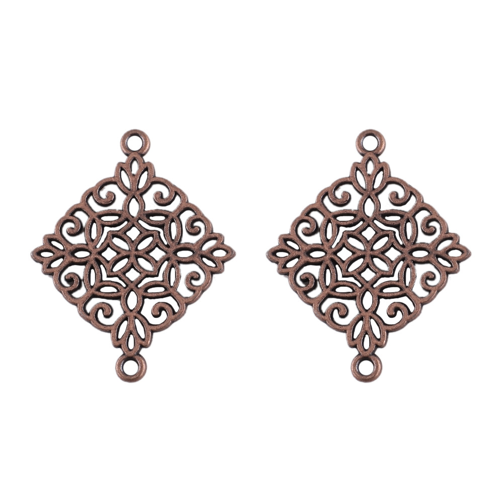 18x 18mm/ hollow diamond flower ancient red copper