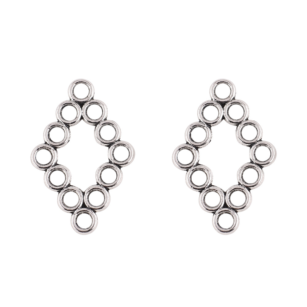 19x 30mm/ Diamond hollow ancient silver