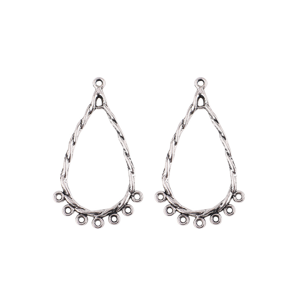 20x 40mm/ hollow water drop ancient silver