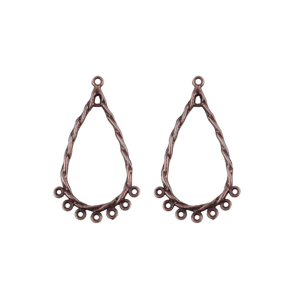 20x 40mm/ hollow water drop ancient red copper