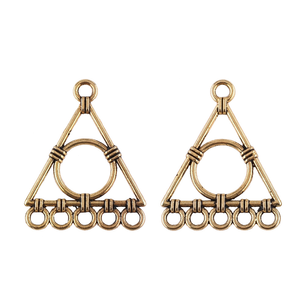 26x 34mm/ Triangle Hollow Round Ancient Gold