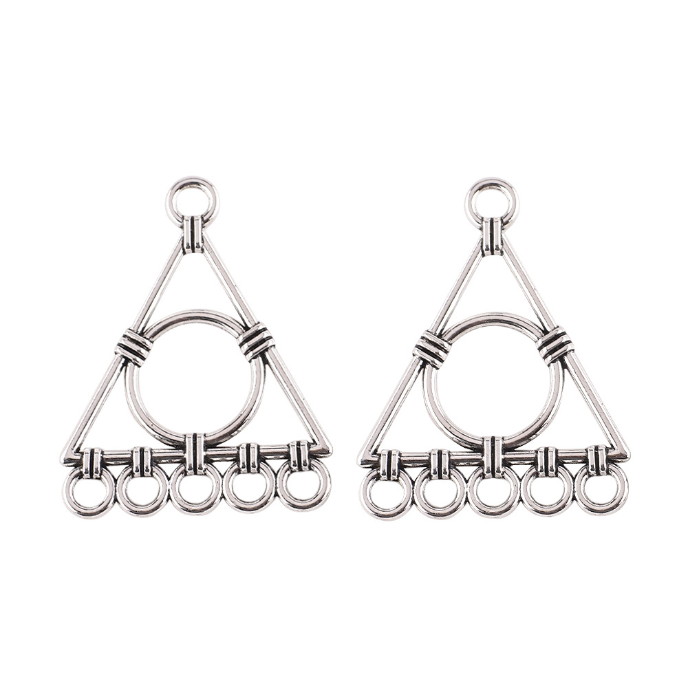 26x 34mm/ Triangular Hollow Round Ancient Silver