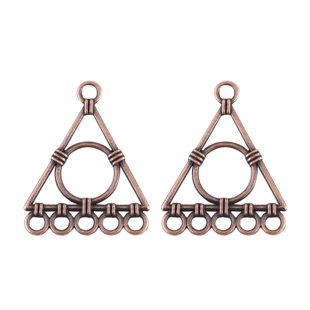 26x 34mm/ Triangular hollow round ancient red copp