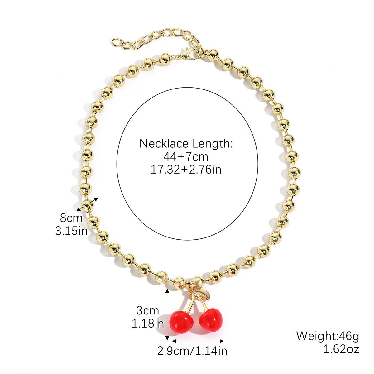 9:N2503-22 gold bead chain + cherry