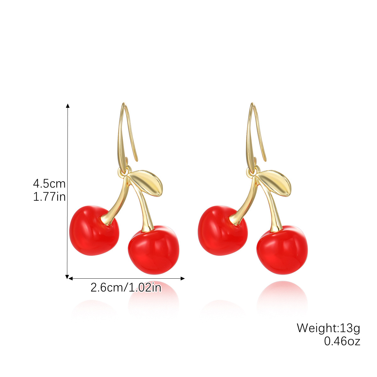 3:E2503-3 gold leaf cherry ear hooks