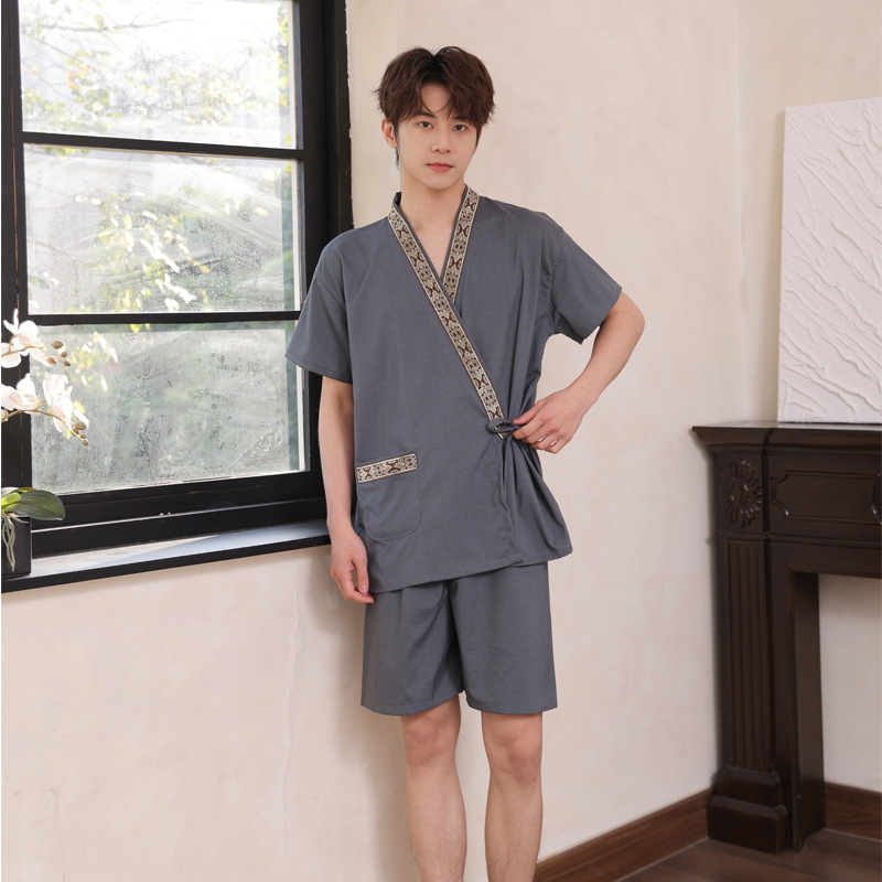 Gray men's japanese kimono cardigan