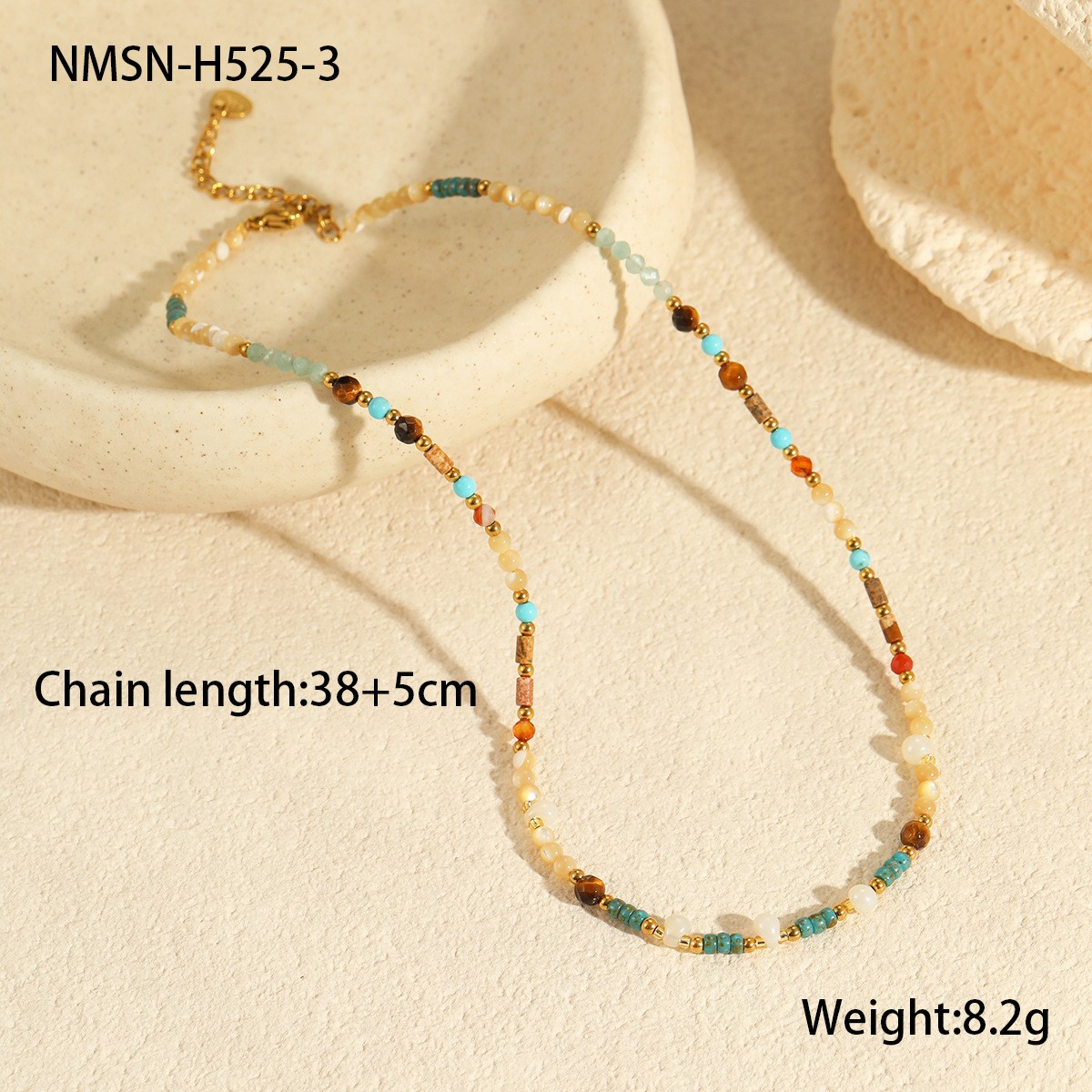 3:Nmsn-h525-3 mother-of-pearl beaded necklace