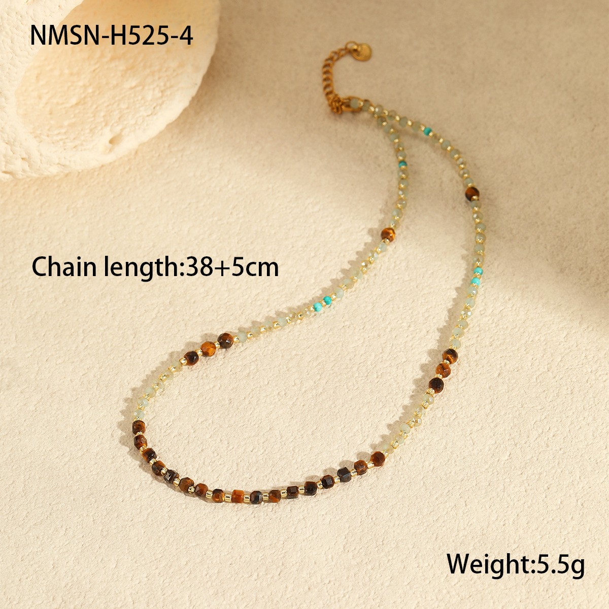 4:Nmsn-h525-4 tiger eye beaded necklace