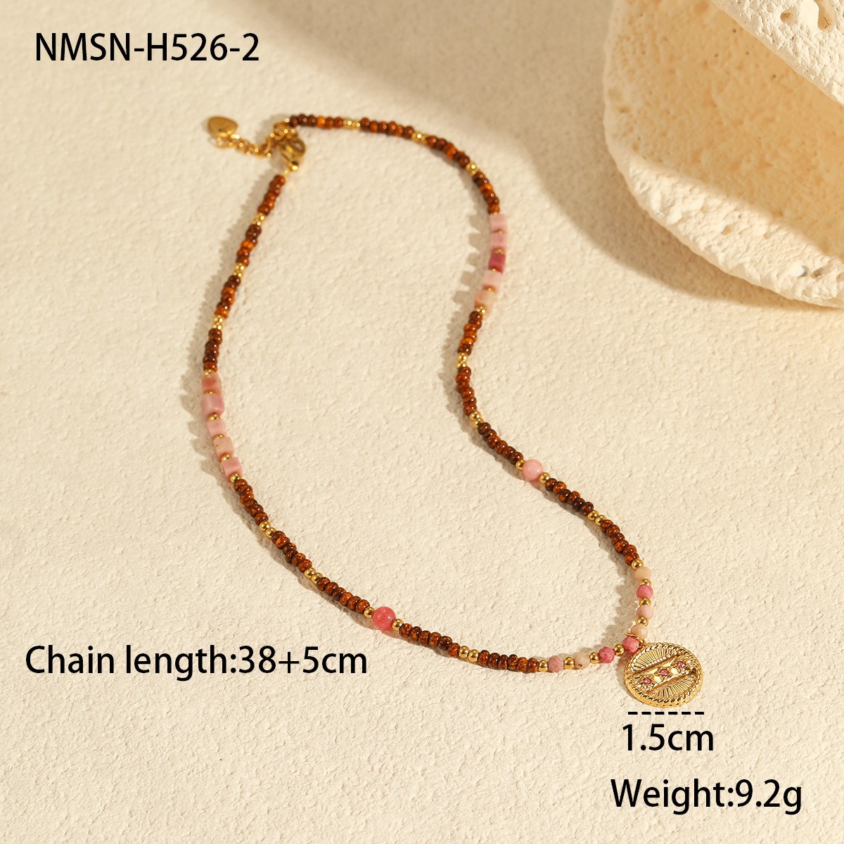 6:Nmsn-h526-2 red bead pendant necklace