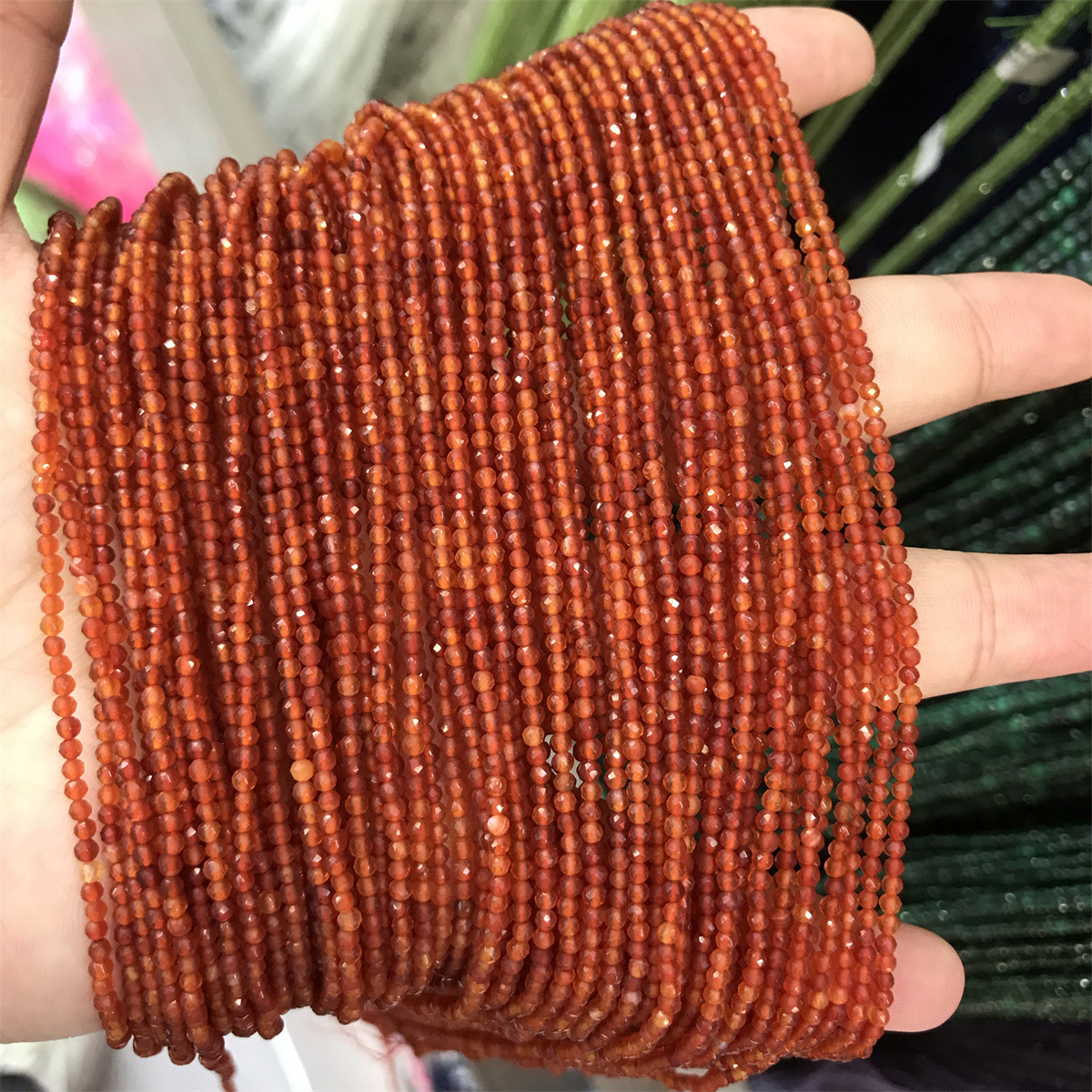 Cut round beads: 2mmA grade red agate