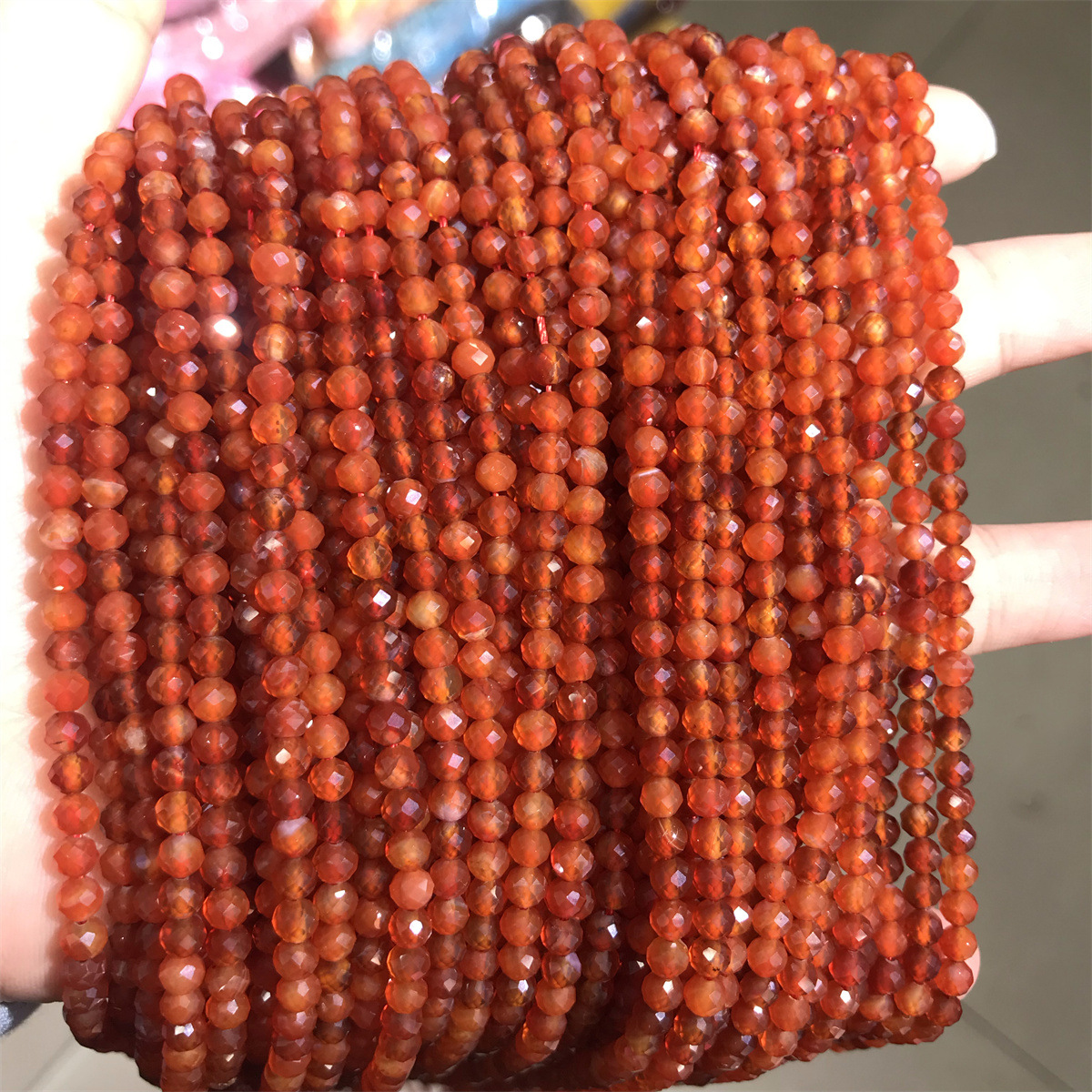 Cut round beads: 4mmA grade red agate