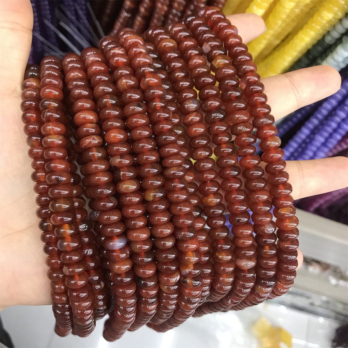Abacus beads: 5*8mm red agate