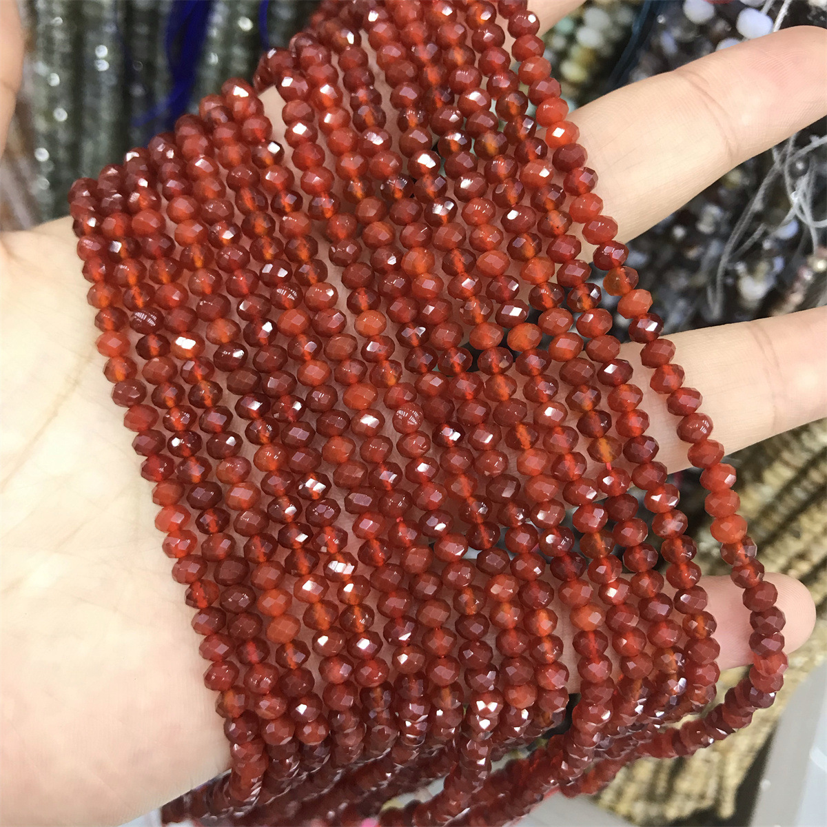 Cut abacus beads: 3*4mm red agate