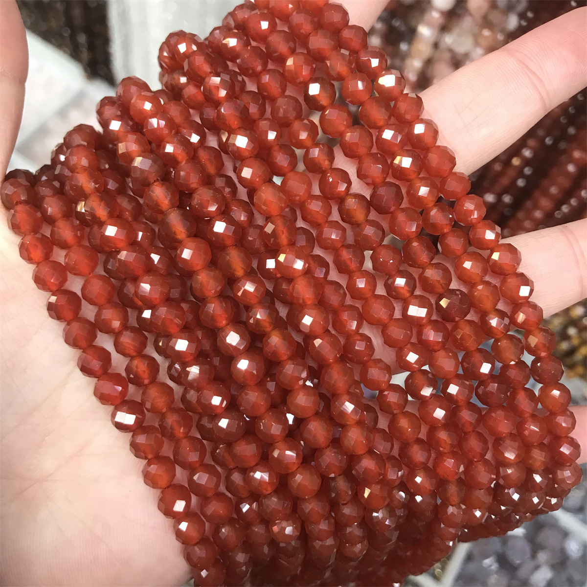 Cut round beads: 6mm red agate
