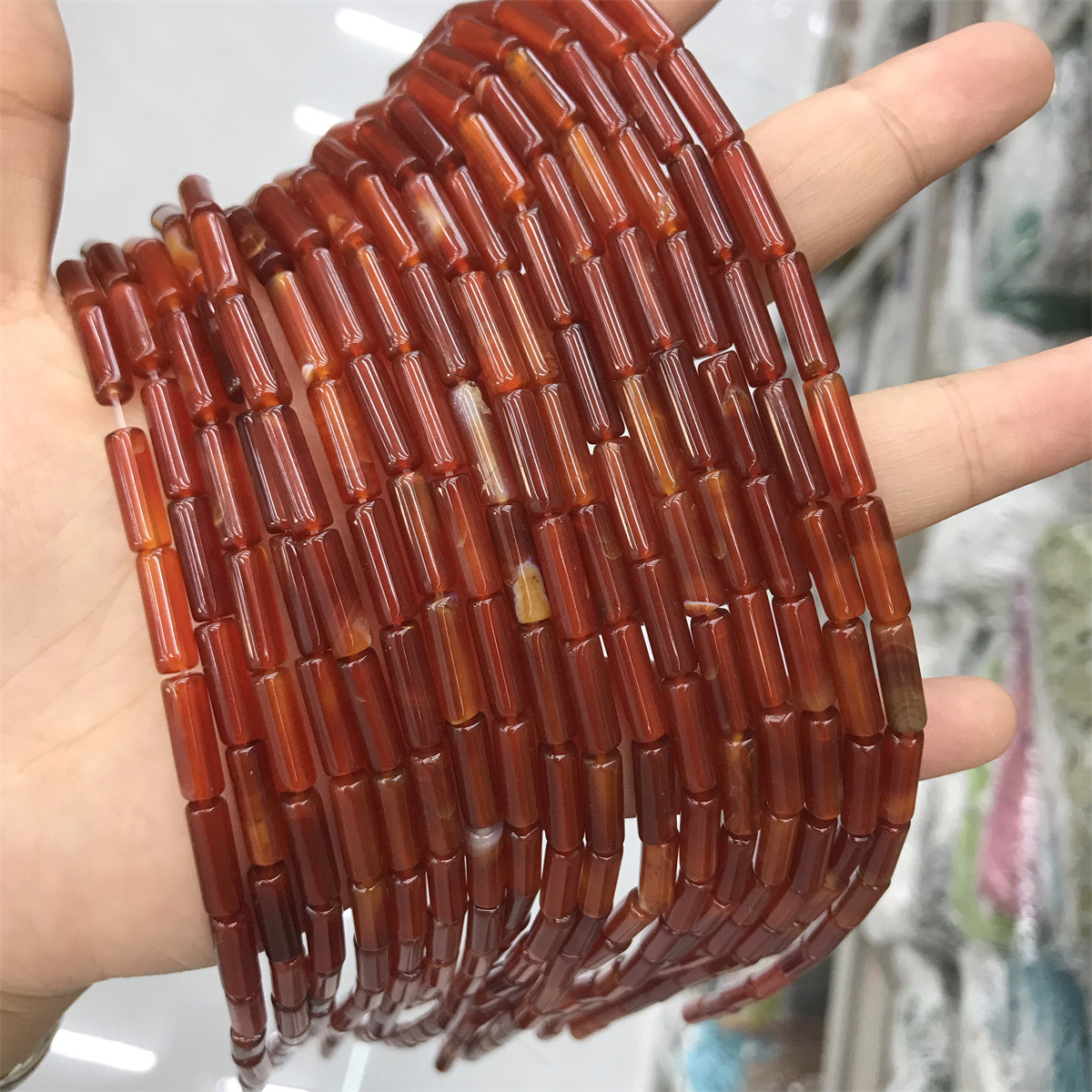 8:Round tube: 4*13mm red agate