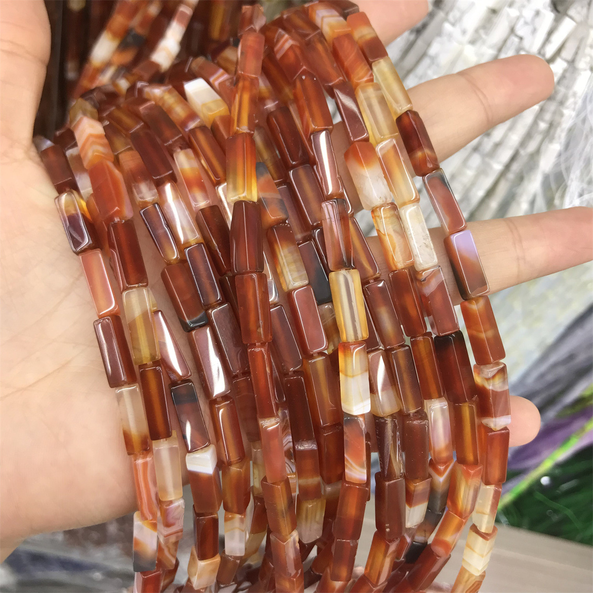 10:Square bar: 4*13mm red agate