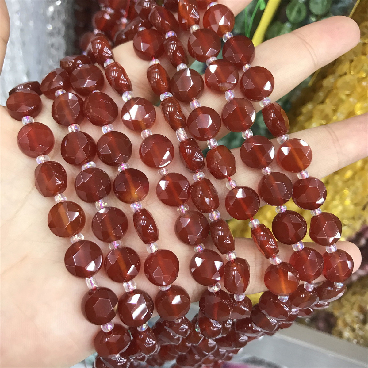 21:Cut round flat piece: 10*10*5mm red agate
