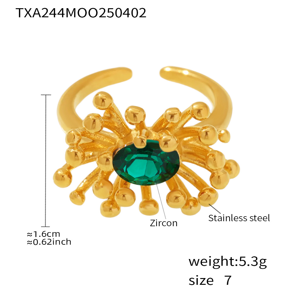 Txa244-green zirconia stamen ring-no. 7