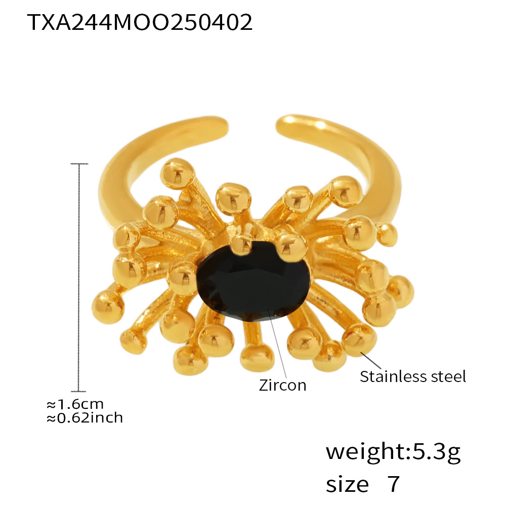 Txa244-black zirconia stamen ring-no. 7