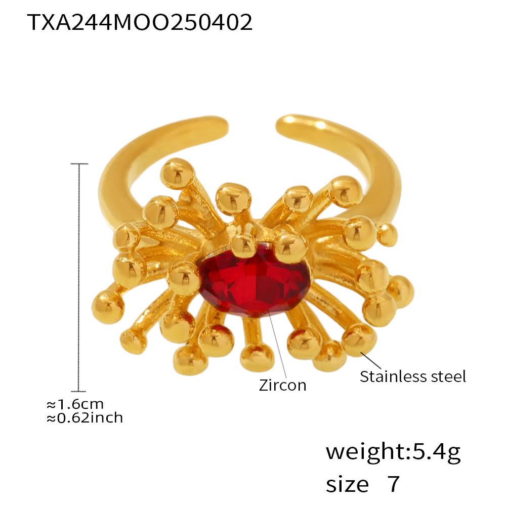 Txa244-red zirconia stamen ring-no. 7
