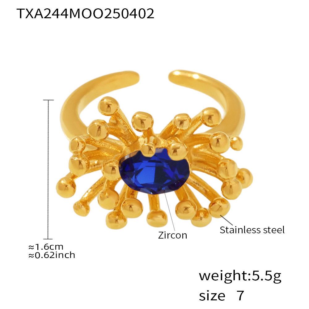3:Txa244-blue zirconia stamen ring-no. 7
