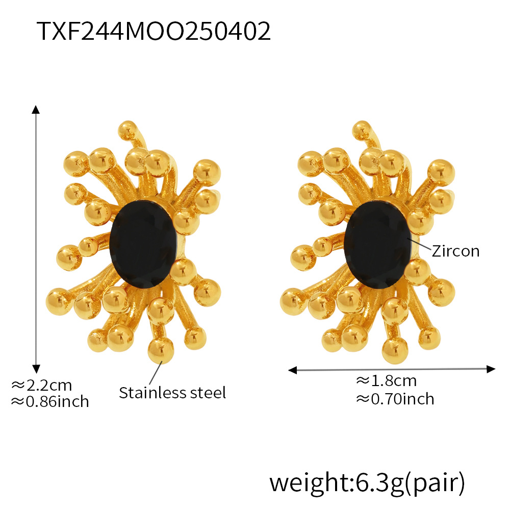 5:Txf244-black zirconia stamen earrings