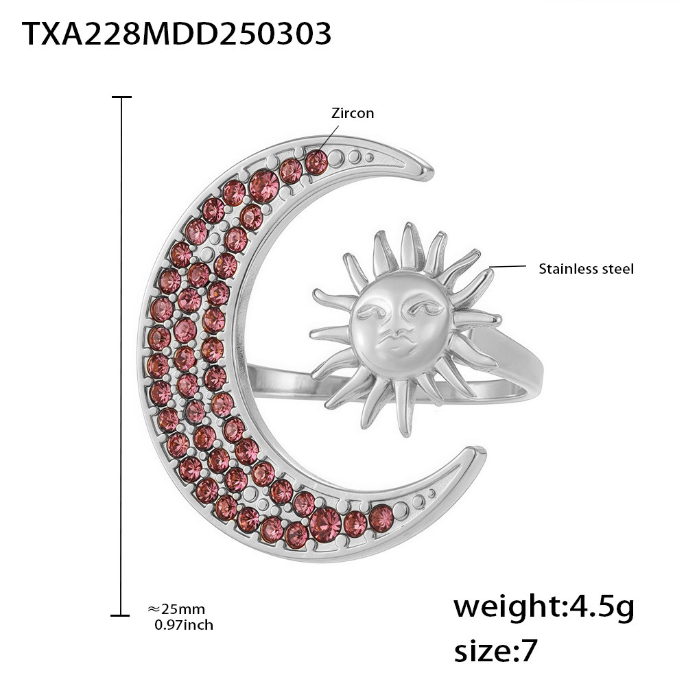 Steel-colored pink zircon ring
