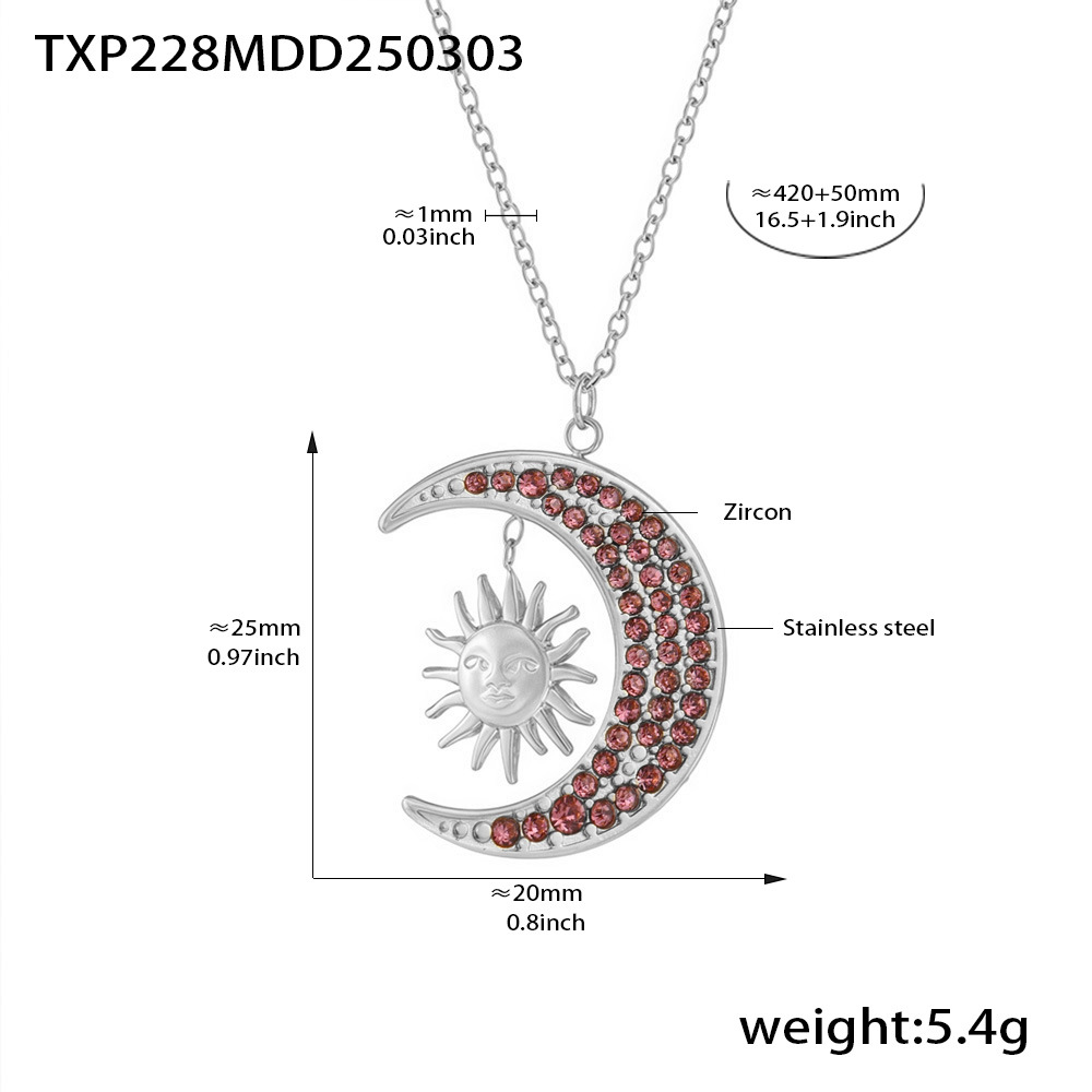 6:Steel-colored pink zircon necklace