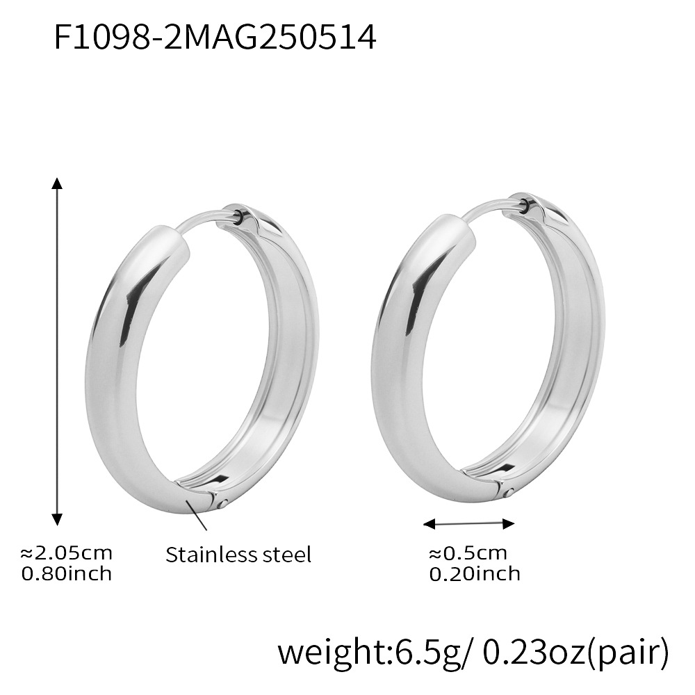 F1098-2 steel color earrings-high outer diameter 2