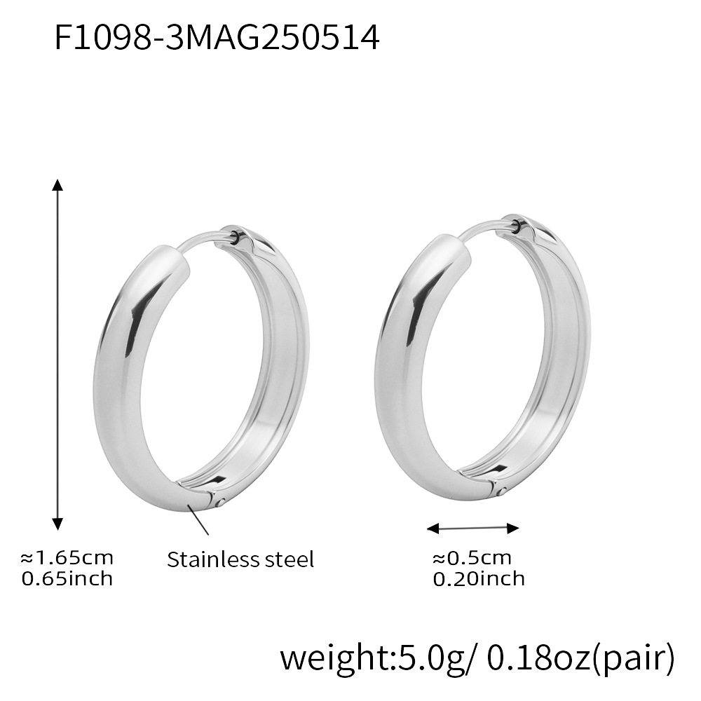 F1098-3 steel color earrings - outer diameter 16mm