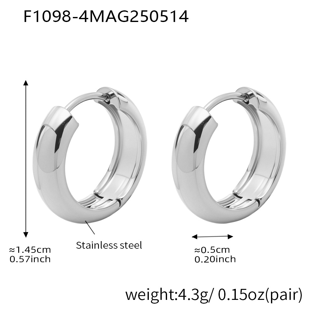 F1098-4 steel color earrings-high outer diameter 1