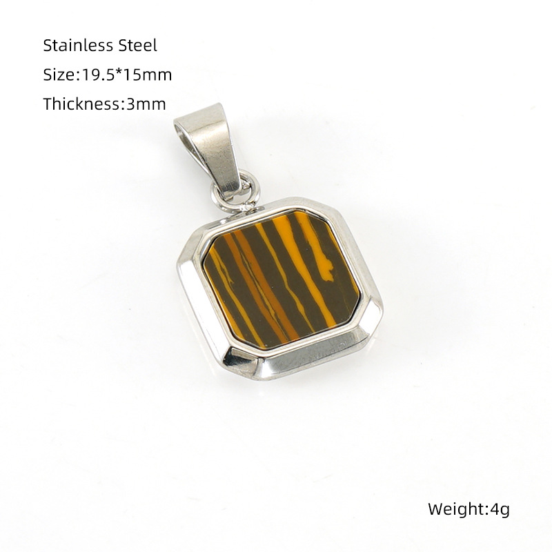 Steel color wood grain turquoise pendant