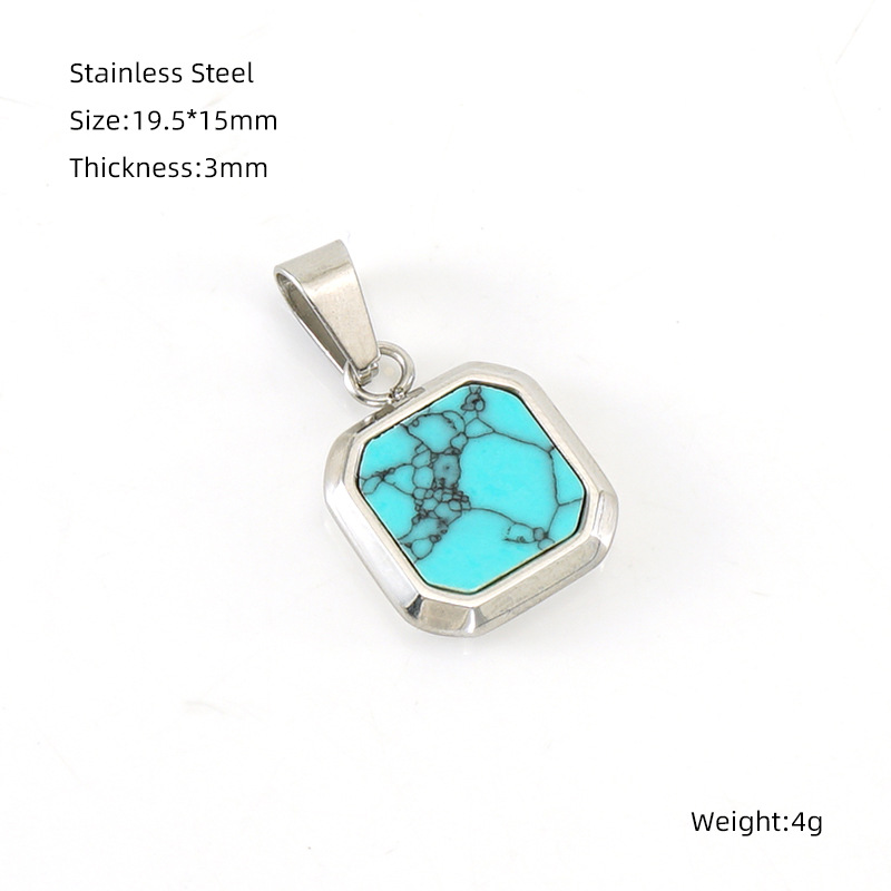 Steel color sky blue turquoise pendant